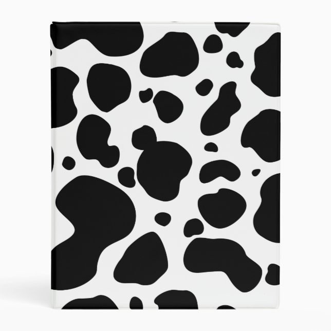 Cow Spots Pattern Black and White Animal Print Mini Binder (Front)