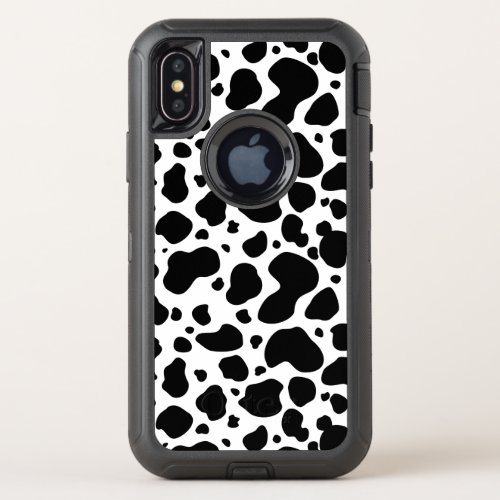 Cow Spots Pattern Black and White Animal Print OtterBox Defender iPhone X Case