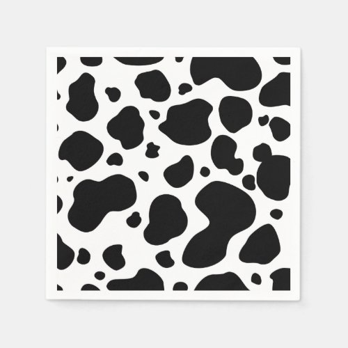 Cow Spots Pattern Black and White Animal Print Paper Napkins