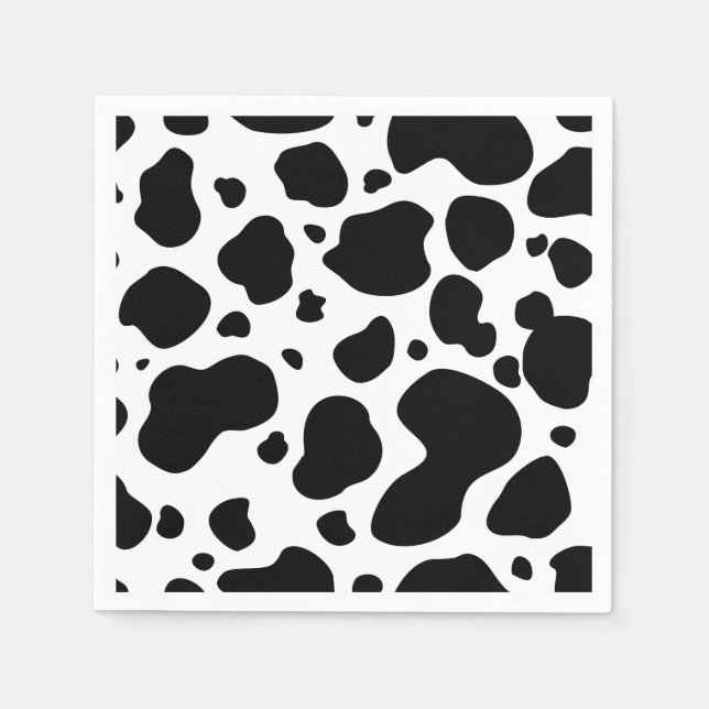 Cow Spots Pattern Black and White Animal Print Paper Napkins (Front)