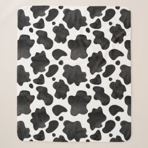 Cow Spots Pattern Black and White Animal Print Sherpa Blanket