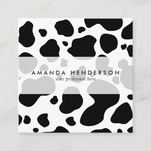 Cow Spots Pattern Black and White Animal Print Square Business Card