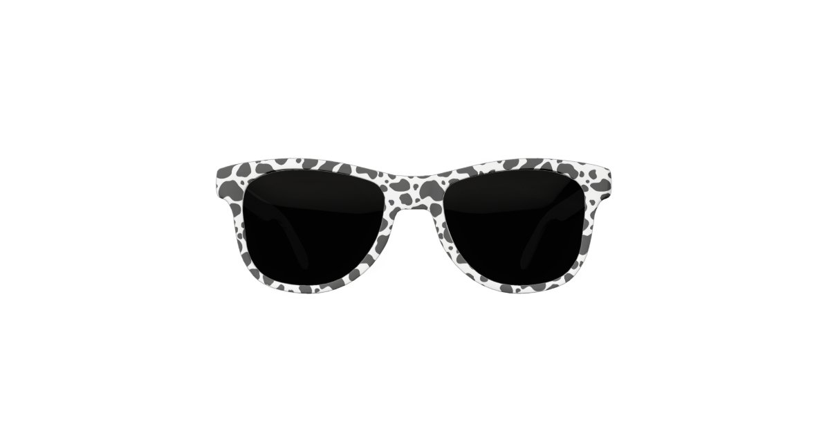 Cow Spots Pattern Black and White Animal Print Sunglasses | Zazzle.com