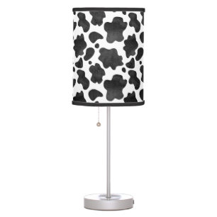Cow Spots Pattern Black and White Animal Print Table Lamp
