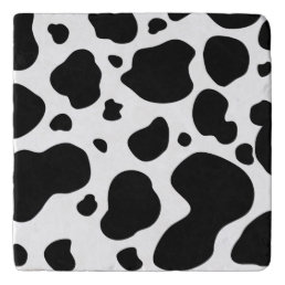 Cow Spots Pattern Black and White Animal Print Trivet