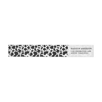 Cow Spots Pattern Black and White Animal Print Wrap Around Label