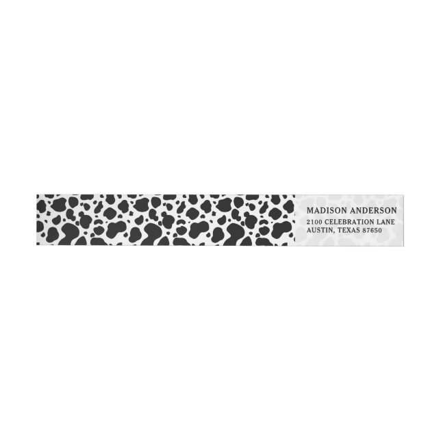 Cow Spots Pattern Black and White Animal Print Wrap Around Label (Individual)