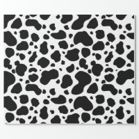 Black & White Cow Spots Animal Print Pattern Wrapping Paper