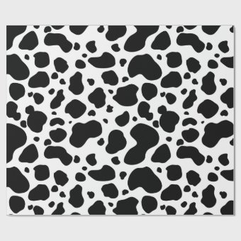 Cow Spots Pattern Black and White Animal Print Wrapping Paper | Zazzle