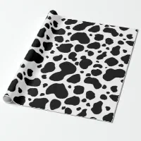 Modern Black White Cow Skin Texture Animal Print Wrapping Paper