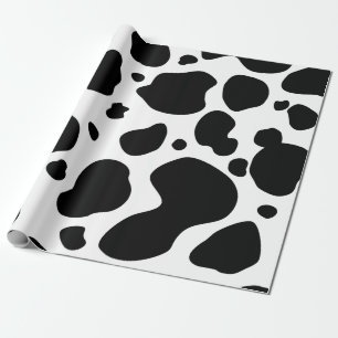 Cow Spots Pattern Black and White Animal Print Wrapping Paper