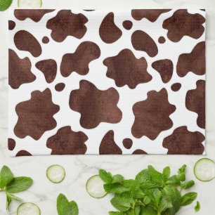 Cow Spots Pattern Brown and White Animal Print Kitchen Towel