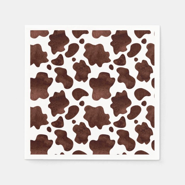 Cow Spots Pattern Brown and White Animal Print Napkins (Front)