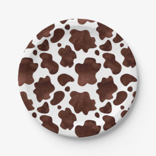 Cow Spots Pattern Brown and White Animal Print Paper Plates
