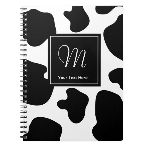Cow spots pattern notebook  Monogram animal print