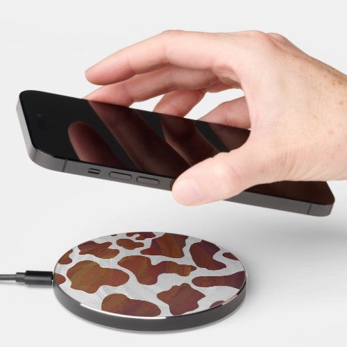 Cow Spotted Brown and White Wireless Charger