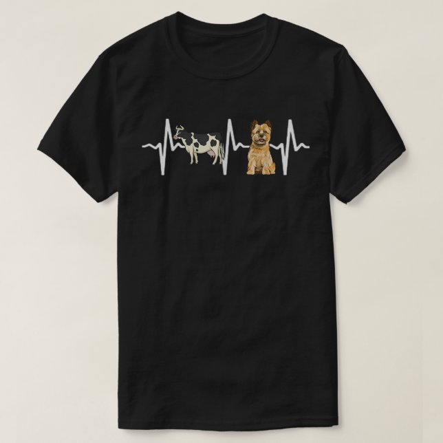 Cow Spotted Cairn Terrier Heartbeat Dog Lover  T-Shirt (Design Front)