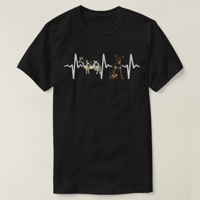 Cow Spotted Miniature Pinscher Heartbeat Dog Lover T-Shirt (Design Front)