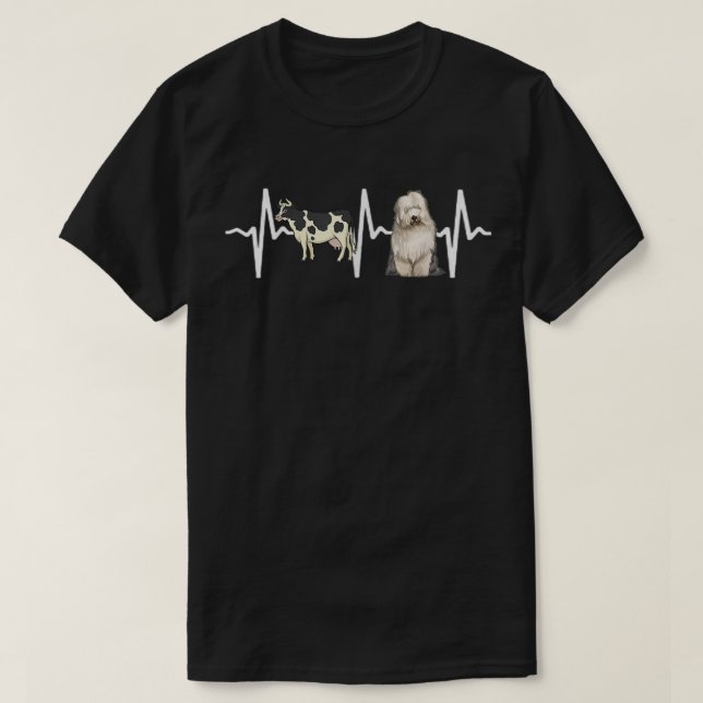 Cow Spotted Old English Sheepdog Heartbeat Dog Lov T-Shirt (Design Front)
