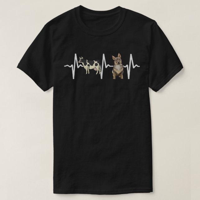 Cow Spotted Swedish Vallhund Heartbeat Dog Lover  T-Shirt (Design Front)