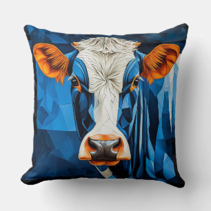 Cow stained glass throw pillow