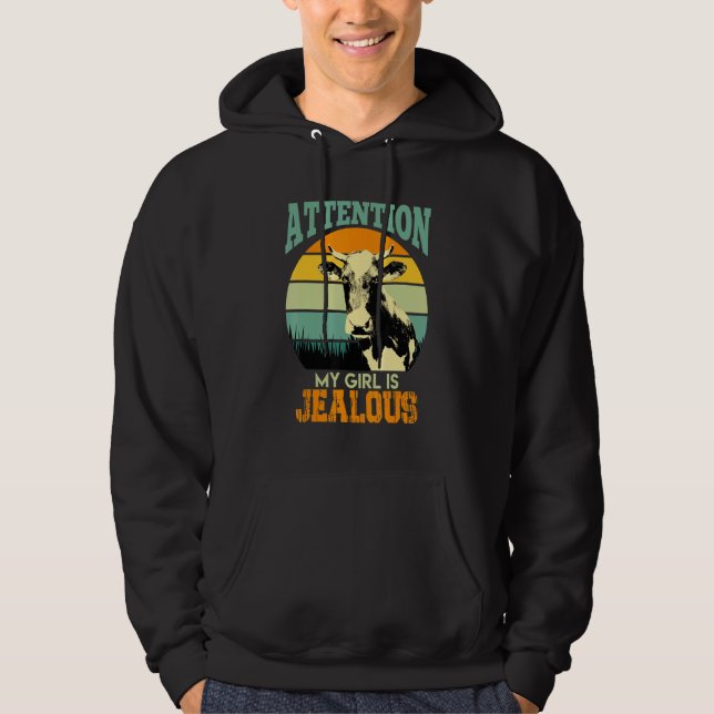 Cow Stall Cow Farmer Saying Girl Is Eifersungent Hoodie (Front)