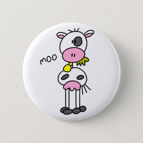 Cow Stick Figure Button