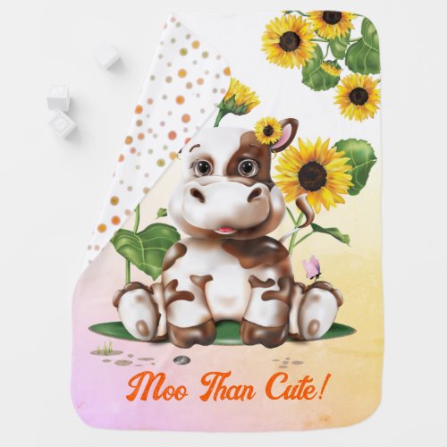 Cow Sunflower Baby Blanket