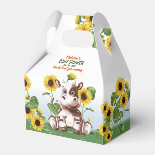 Cow Sunflower Baby Shower Favor Boxes