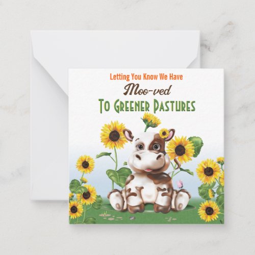 Cow Sunflower Change of Address Note Card