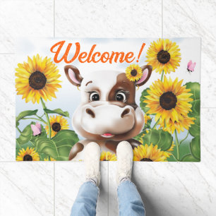 Cow Sunflower Farm Doormat
