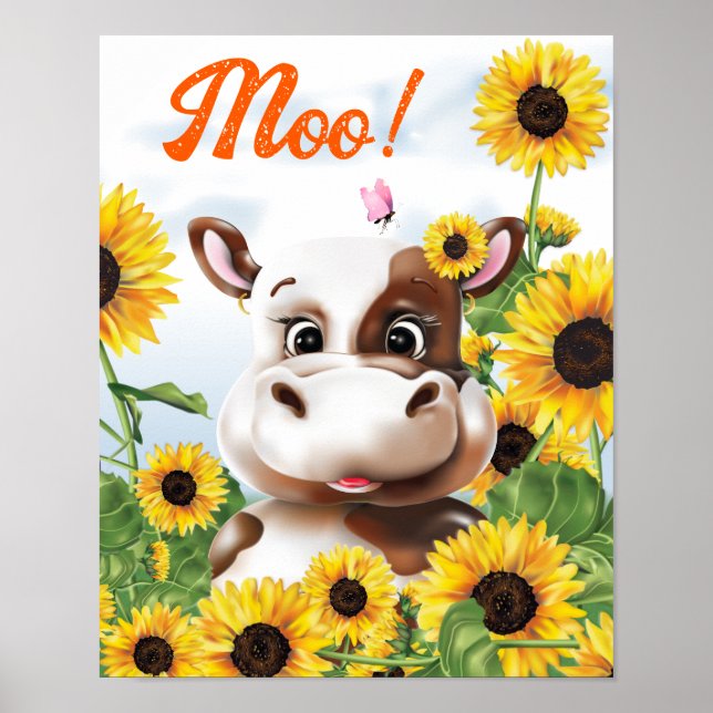 Cow Sunflower Farm Poster (Front)