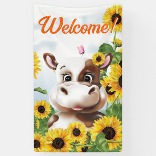 Cow Sunflower Farm Welcome Banner