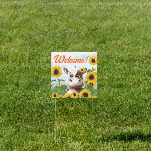 Cow Sunflower Farm Welcome Sign