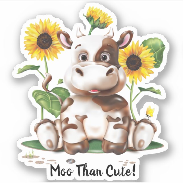 Cow Sunflower | Funny Sticker (Front)