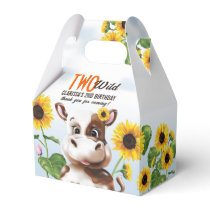 Cow Sunflower Girl 2nd Birthday Favor Boxes