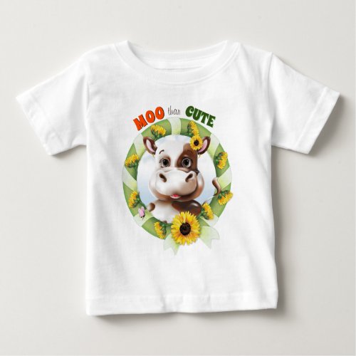 Cow Sunflower Girl Baby T_Shirt