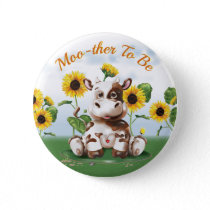 Cow Sunflower Mother To Be Button