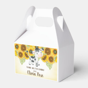 Cow & sunflowers girl birthday favor box. boxes