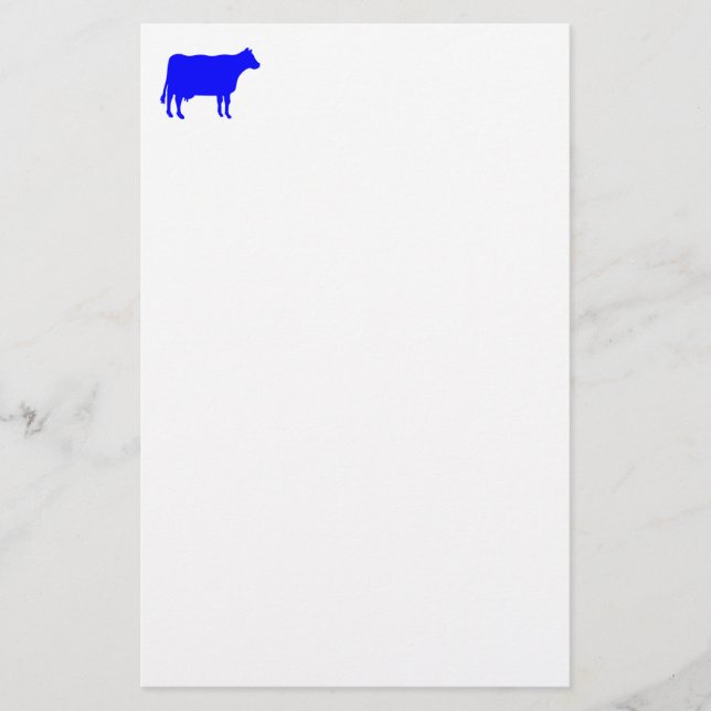 Cow Symbol - Blue on White Stationery (Front)