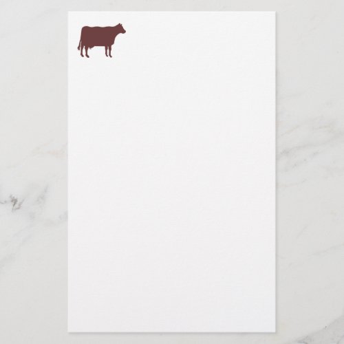 Cow Symbol _ Dark Brown on White Stationery