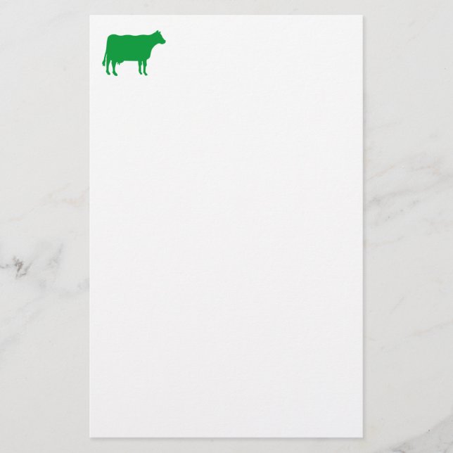 Cow Symbol - Grass Green on White Stationery (Front)