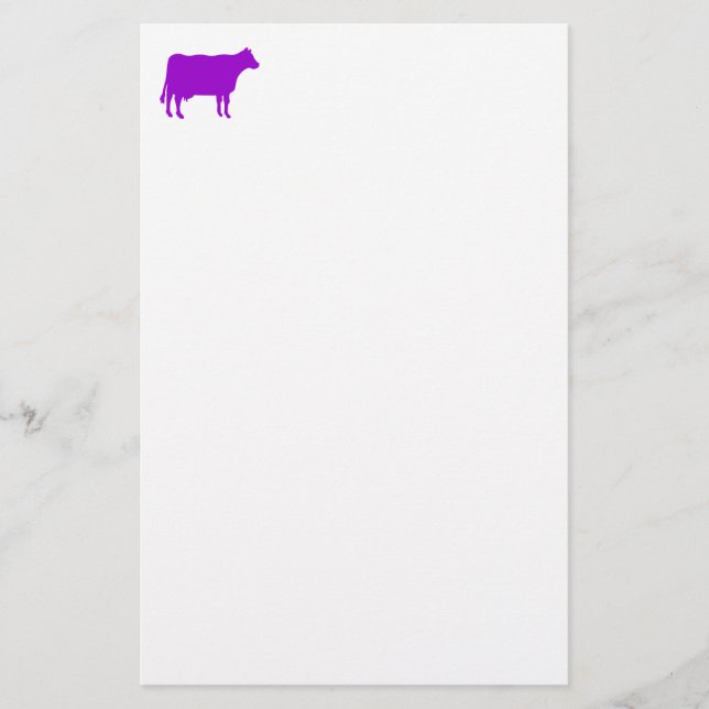 Cow Symbol - Purple on White Stationery (Front)