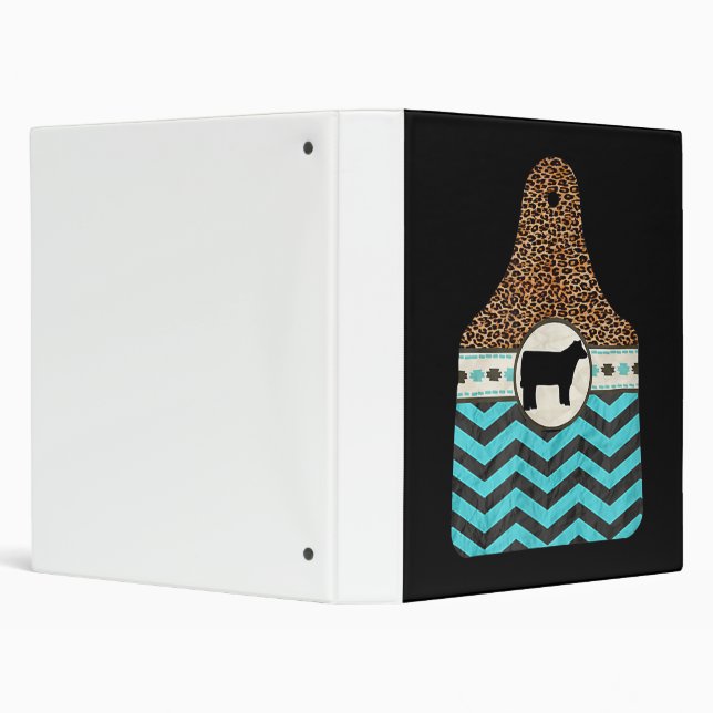 cow tag cheetah print gift 3 ring binder (Background)