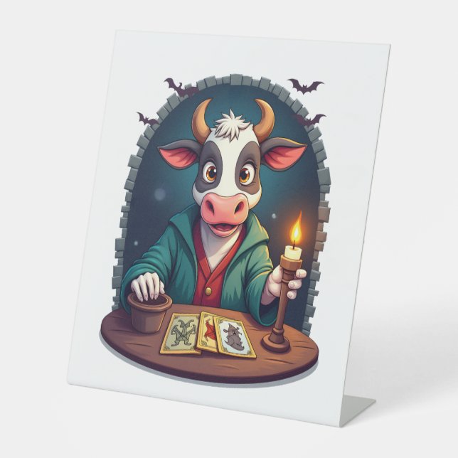 Cow Tarot of Terror Pedestal Sign (Front)