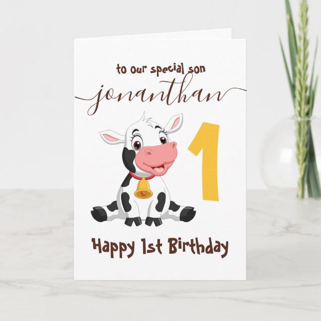 Cow-tastic 1st Birthday! Card (Front)