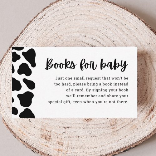 Cow Theme Baby Shower Book Request Cards