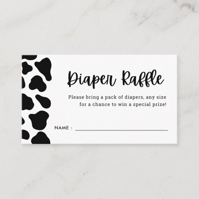 Cow Theme Baby Shower Diaper Raffle Tickets Enclosure Card (Front)