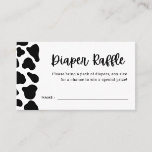Cow Theme Baby Shower Diaper Raffle Tickets Enclosure Card