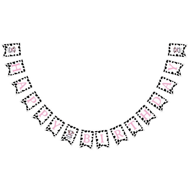 Cow Theme First Birthday Bunting Flags (All)